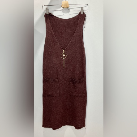SOFT Wool Sweater Dress with Pockets & Pearl Accent Zipper - Picture 1 of 3